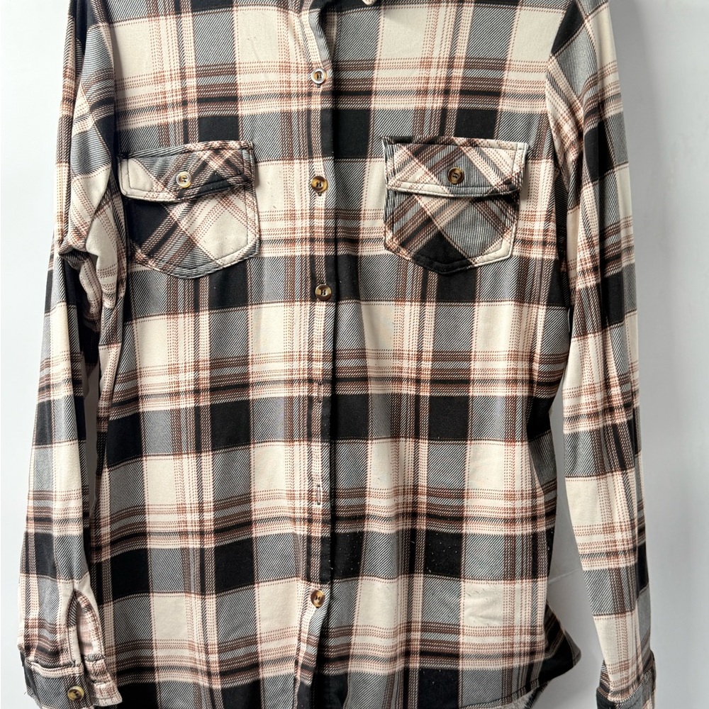 Rue21 Black and Cream Plaid Casual Shirt